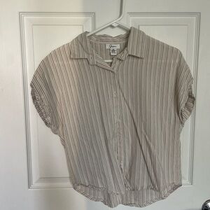 Creamy, flowy striped button up